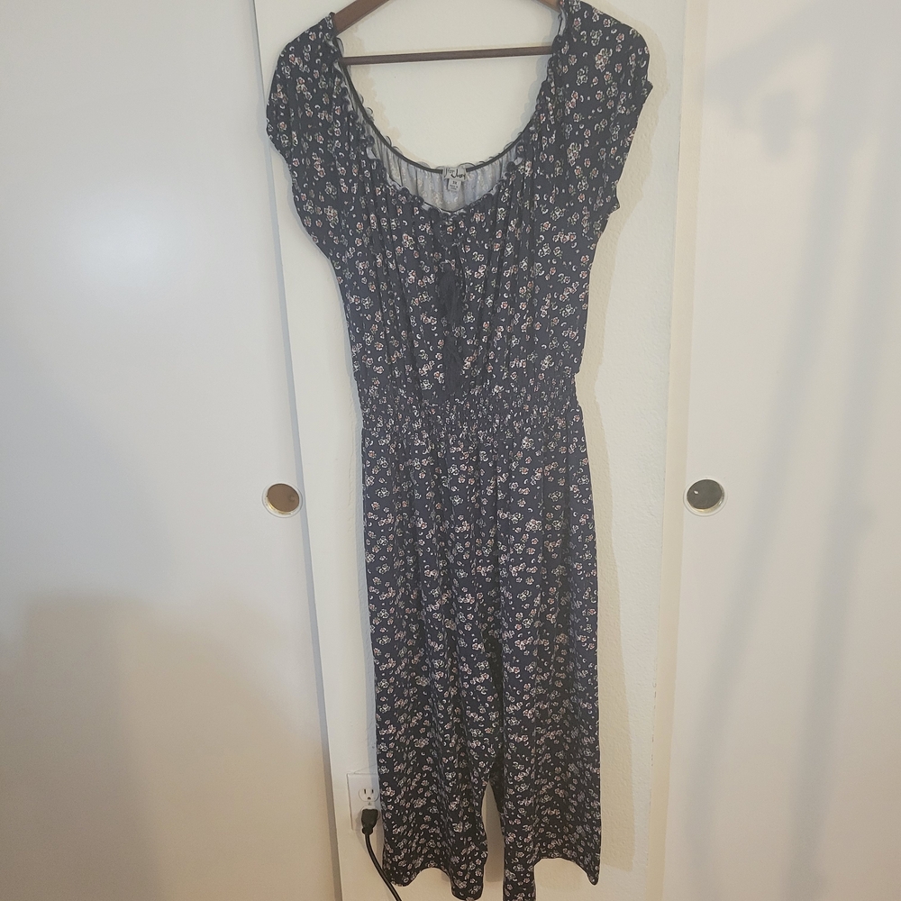 Floral Print Women's Jumpsuit Off The Should